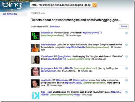 bing real time search